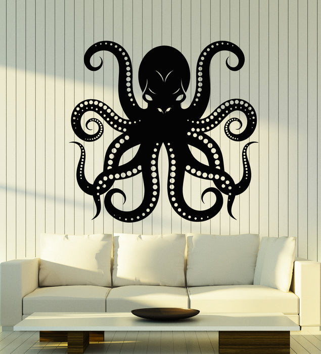 Vinyl Wall Decal Octopus Tentacles Black Sea Monster Underwater Stickers Mural (g7435)