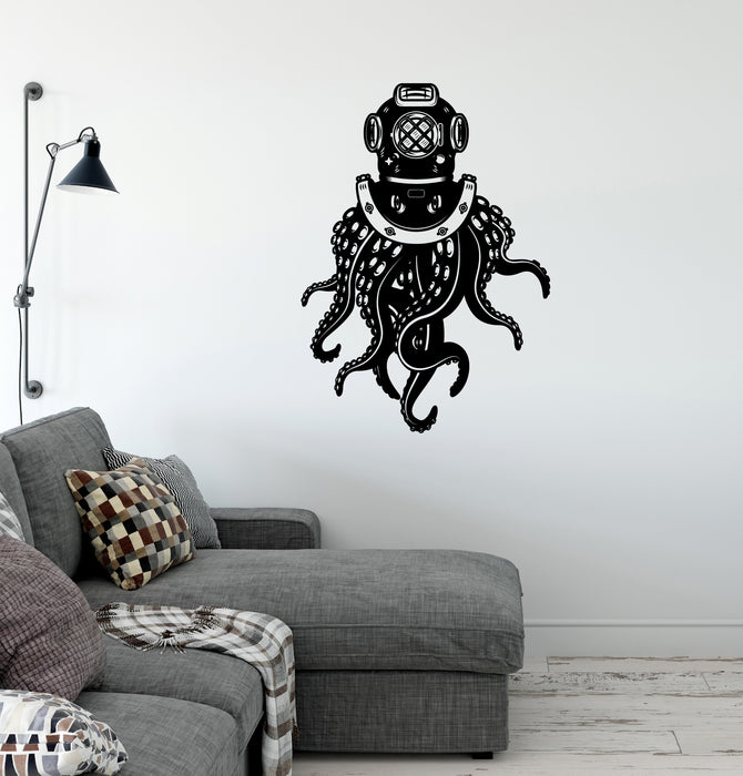 Octopus in Spacesuit Vinyl Wall Decal Fun Sea Animal Marine Decor Stickers Mural (k353)