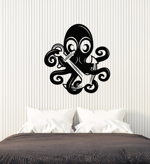 Vinyl Wall Decal Octopus Ocean Sea Marine Animal Anchor Stickers Mural (g3611)