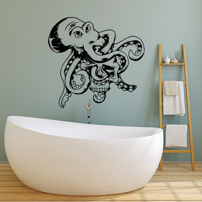 Vinyl Wall Decal Skull Octopus Ocean Sea Animal Marine Style Stickers Mural (g3890)