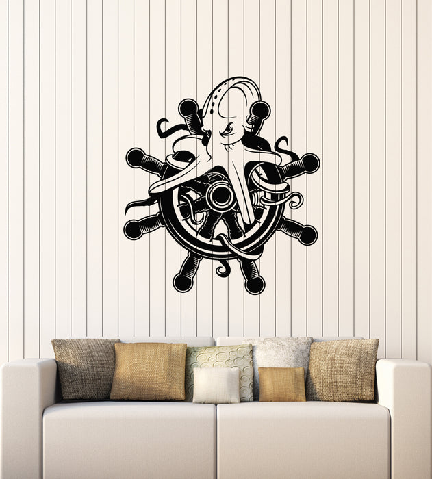 Vinyl Wall Decal Funny Octopus Cartoon Decor Steering Wheel Stickers Mural (g3949)