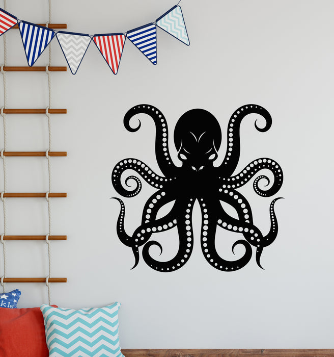 Vinyl Wall Decal Octopus Tentacles Black Sea Monster Underwater Stickers Mural (g7435)