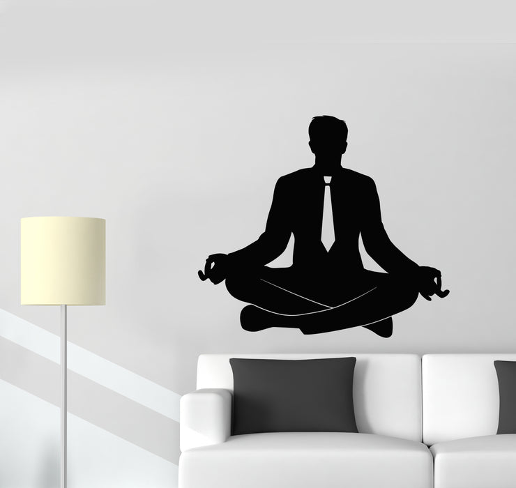 Vinyl Wall Decal Office Worker Zen Relax Meditation Break Room Stickers Mural (g3087)