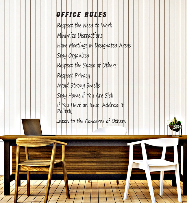Vinyl Wall Decal Office Rules Business Motivational Phrase Employees Words Quote Stickers Mural (ig6240)