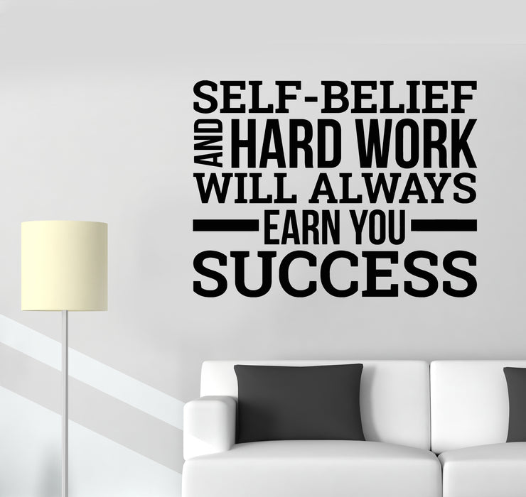 Vinyl Wall Decal Workplace Office Motivational Quote Success Hard Work Stickers Mural (g2641)