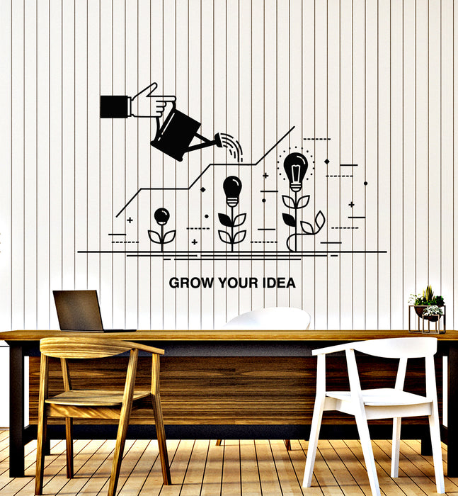 Vinyl Wall Decal Grow Your Idea Lamps Office Space Phrase Stickers Mural (g7989)