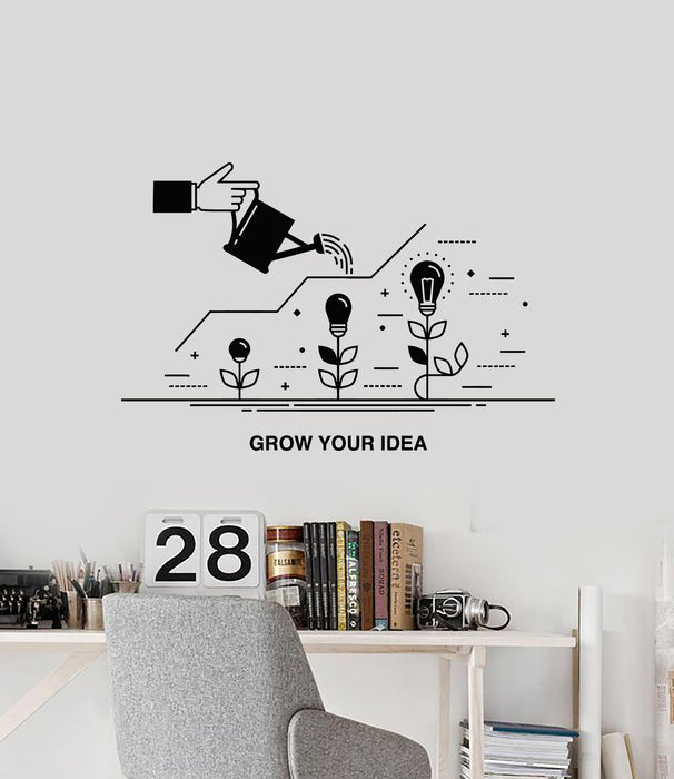 Vinyl Wall Decal Grow Your Idea Lamps Office Space Phrase Stickers Mural (g7989)