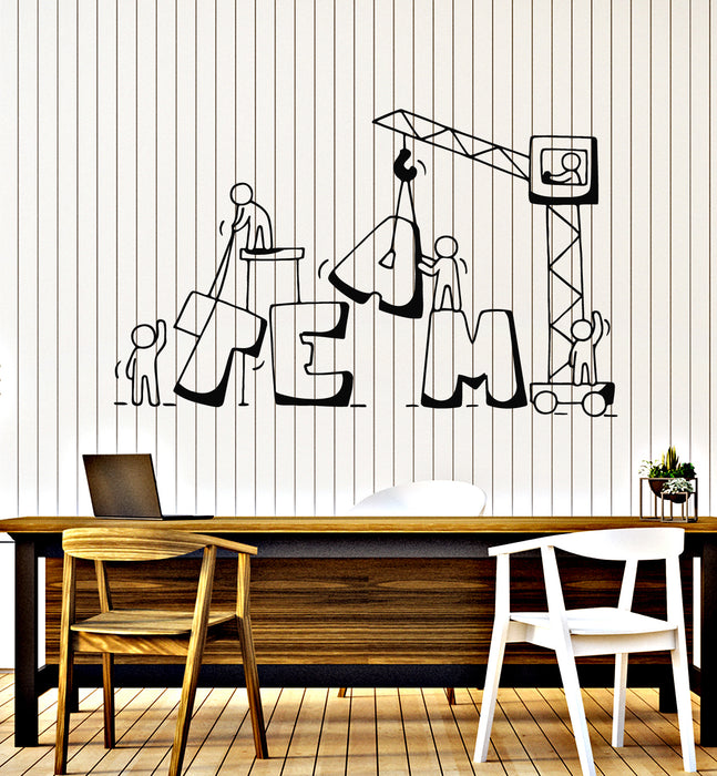 Vinyl Wall Decal Sketch Teamwork Working Little People Office Team Stickers Mural (g7800)