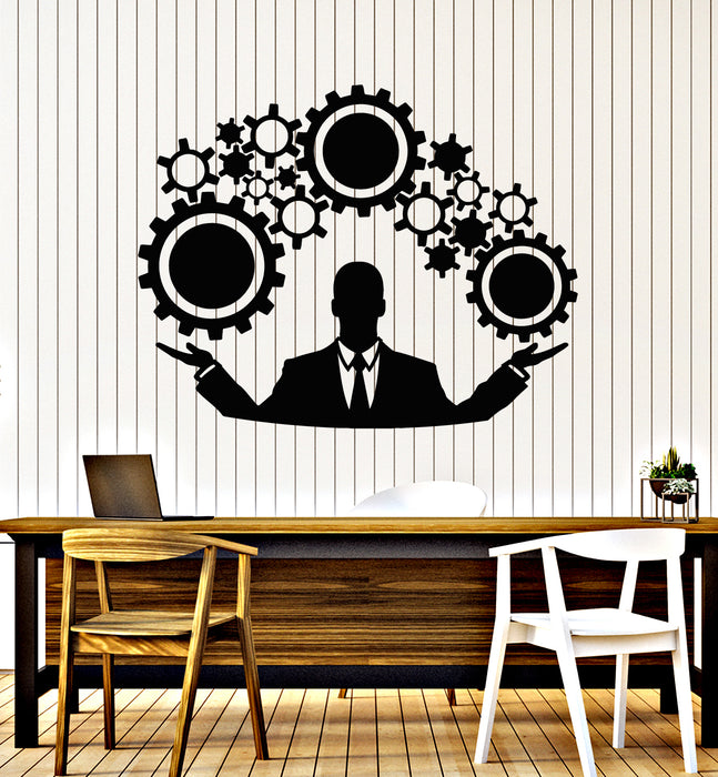 Vinyl Wall Decal Business Teamwork Gears Creative Office Room Stickers Mural (g2937)