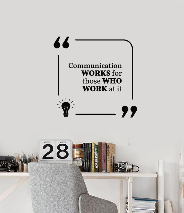 Vinyl Wall Decal Motivational Quote Communication Works Teamwork Stickers Mural (g4168)