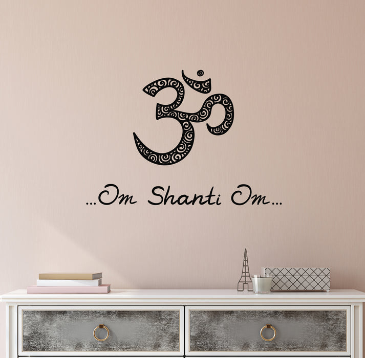 Vinyl Wall Decal Lettering Om Shanti Zen Meditation Yoga Room Stickers Mural (g8090)