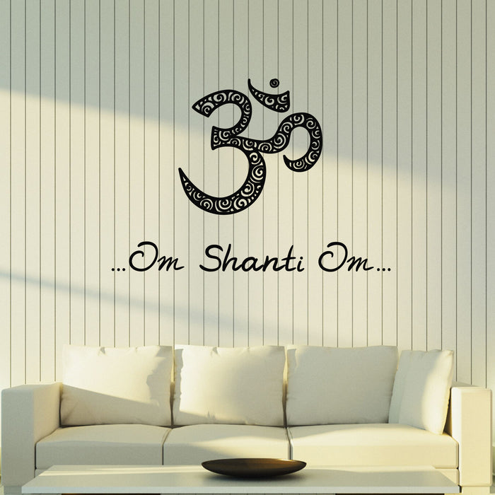 Vinyl Wall Decal Lettering Om Shanti Zen Meditation Yoga Room Stickers Mural (g8090)