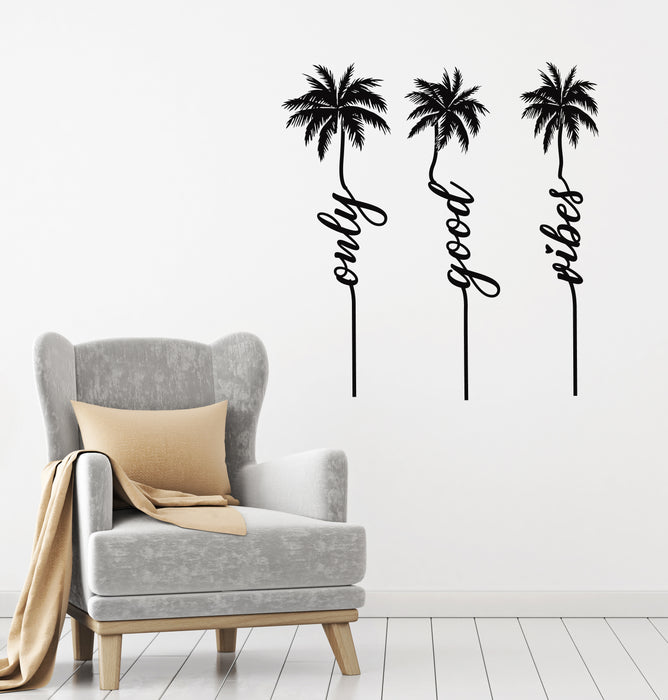 Only Good Vibes Vinyl Wall Decal Lettering Office Decor Palms Strips Stickers Mural (k117)