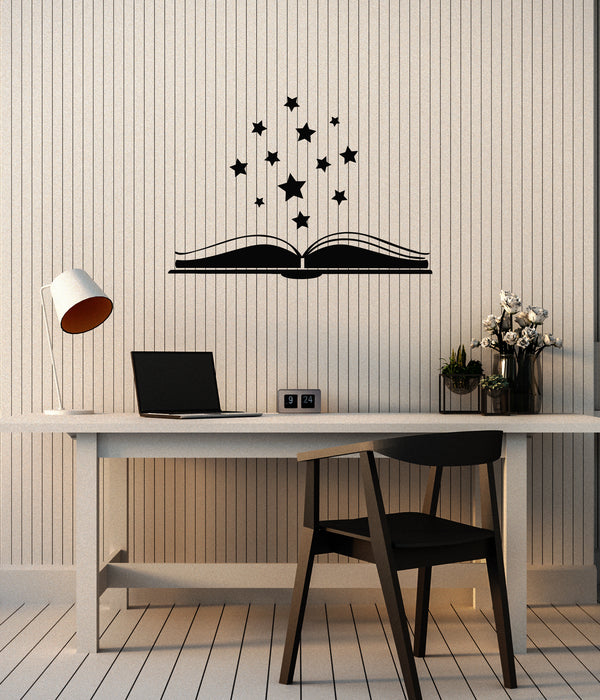 Vinyl Wall Decal Open Book Stars Reading Room Library Interior Art Stickers Mural (ig5954)