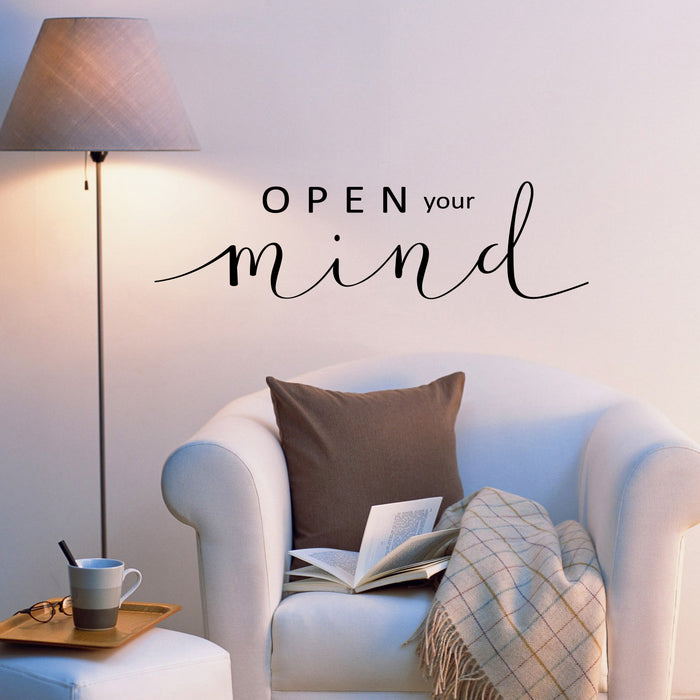 Vinyl Wall Decal Open Your Mind Inspirational Saying Yoga Meditation Stickers ig6212 (22.5 in X 7 in)