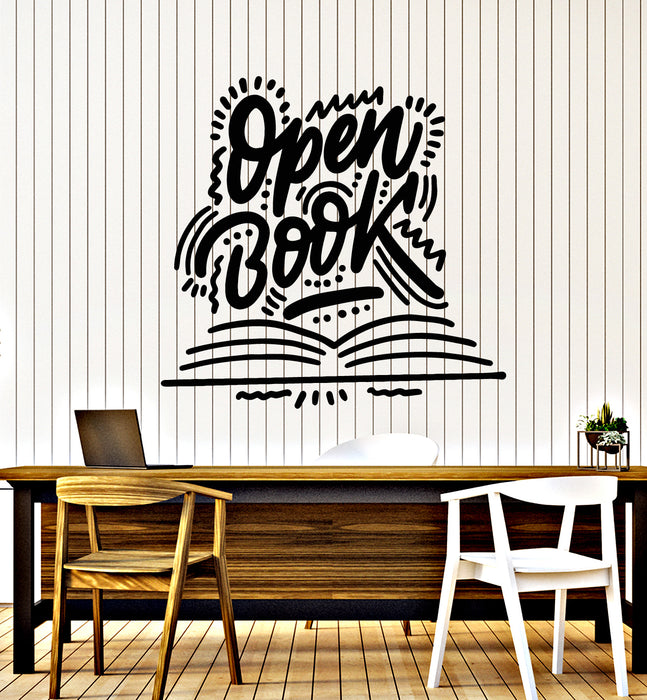 Vinyl Wall Decal  Literature Reading Open Book Shop Learning Stickers Mural (g3529)