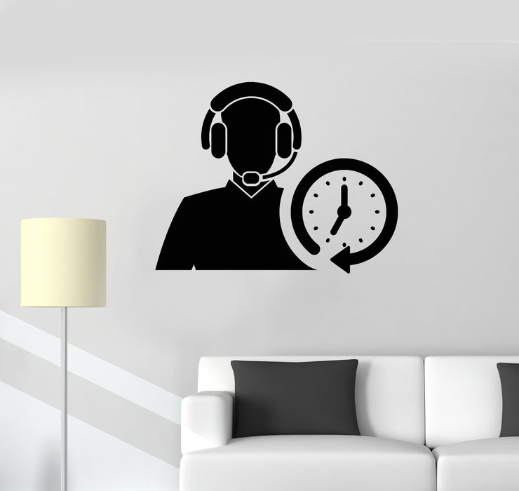 Vinyl Wall Decal Call Center Operator Watch Time Job Office Stickers Mural (g272)