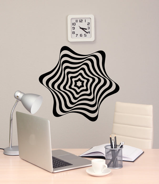 Vinyl Wall Decal Black And White Optical Illusion Flower Stickers Mural (g5546)