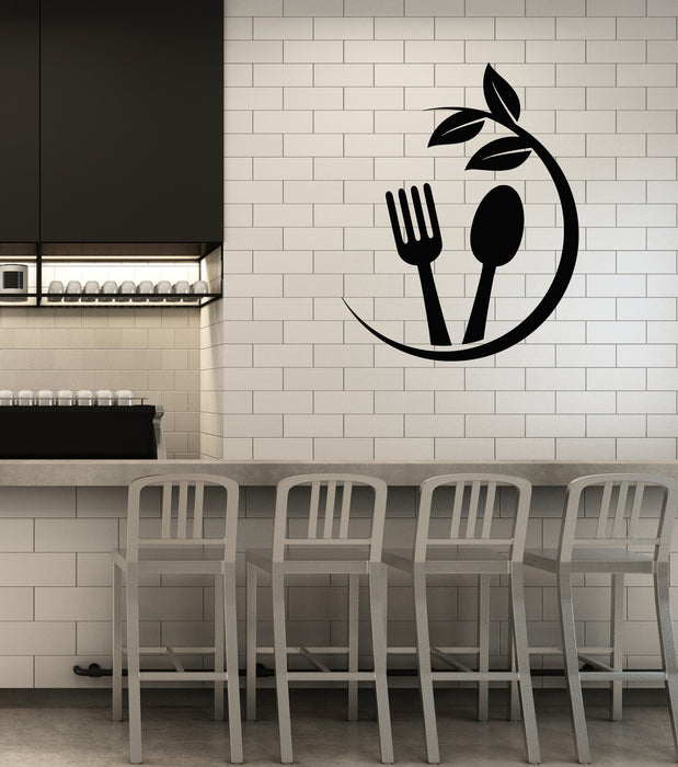 Vinyl Wall Decal Fork Spoon Healthy Organic Food Dining Room Stickers Mural (g1351)