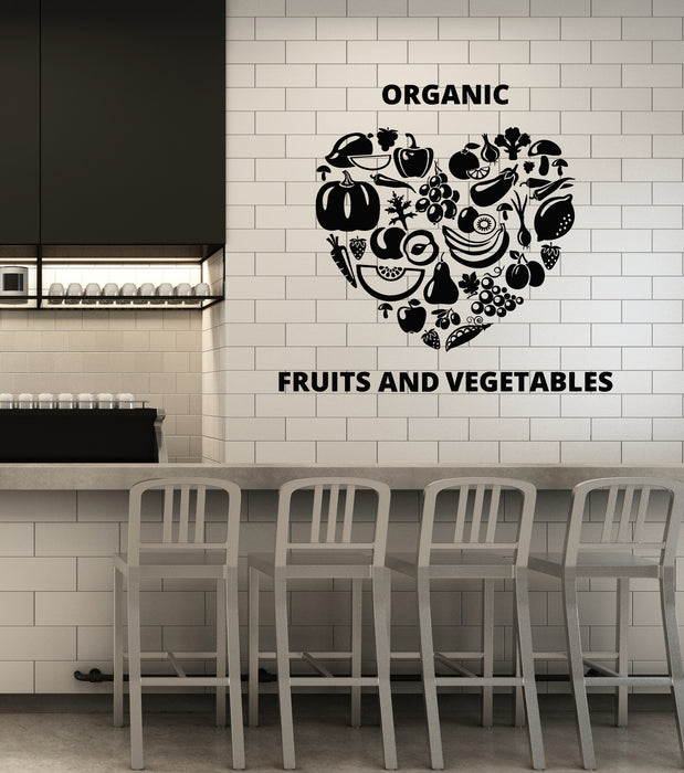 Vinyl Wall Decal  Organic Fruits Vegetables Food Dining Healthy Eating  Stickers Mural (g1942)