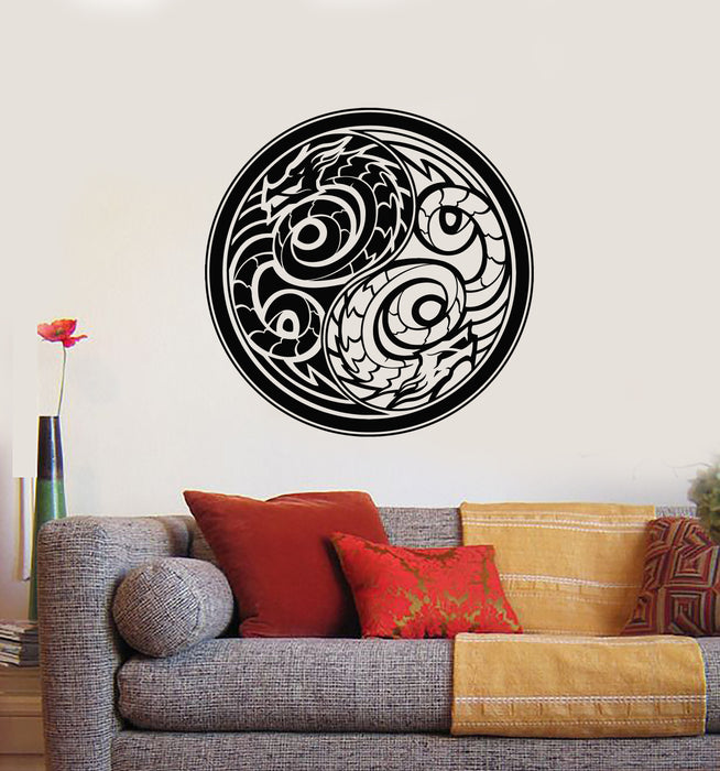 Vinyl Wall Decal Yin Yang Dragons Fantasy Mythology Asian Stickers Mural (g2342)