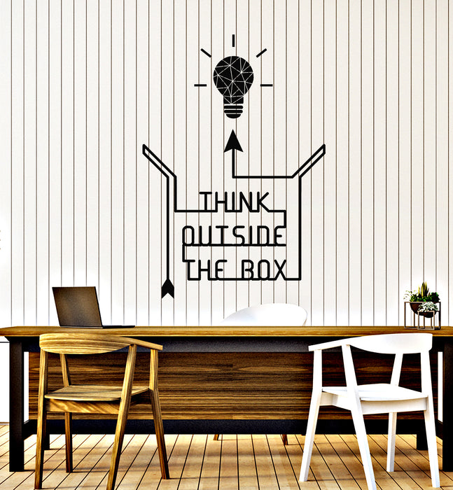 Vinyl Wall Decal Inspiring Phrase Think Outside The Box Idea Stickers Mural (g2581)