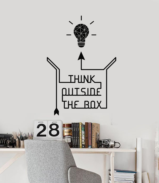 Vinyl Wall Decal Inspiring Phrase Think Outside The Box Idea Stickers Mural (g2581)