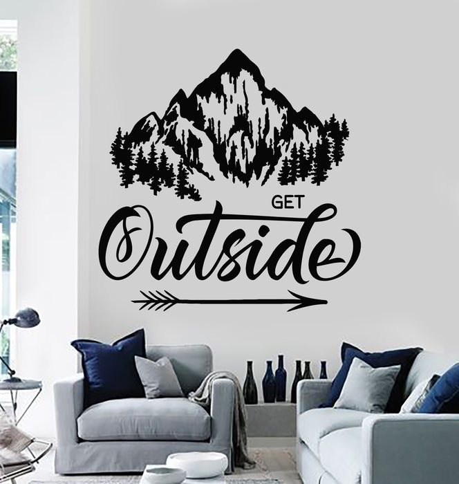 Vinyl Wall Decal Get Outside Inspiration Phrase Nature Teen Room Stickers Mural (g2405)