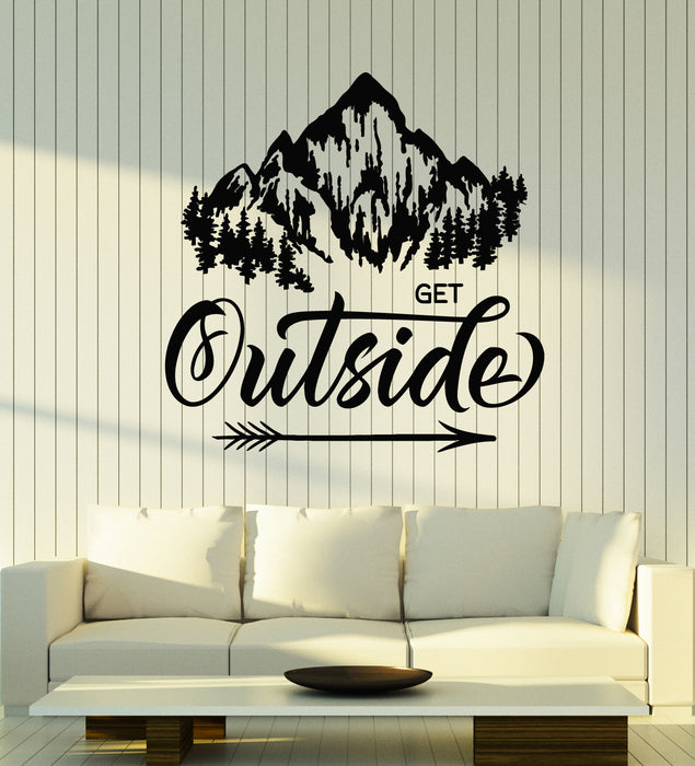 Vinyl Wall Decal Get Outside Inspiration Phrase Nature Teen Room Stickers Mural (g2405)