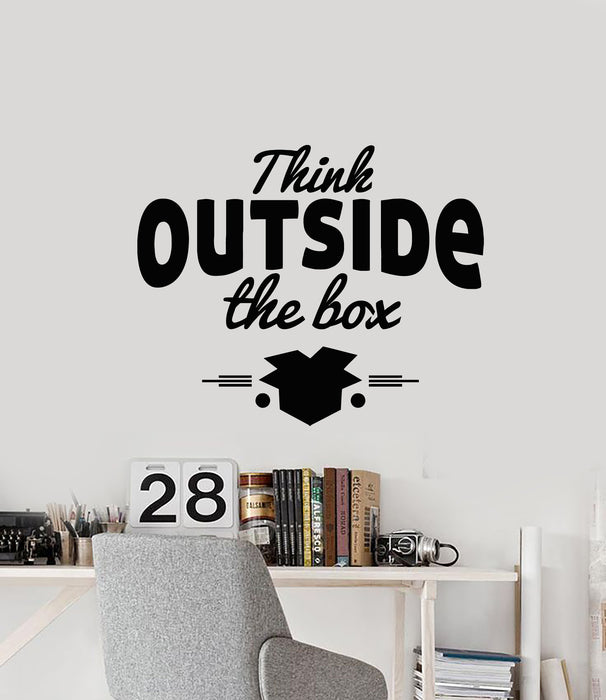 Vinyl Wall Decal Think Outside The Box Office Idea Lettering Phrase Stickers Mural (g2664)