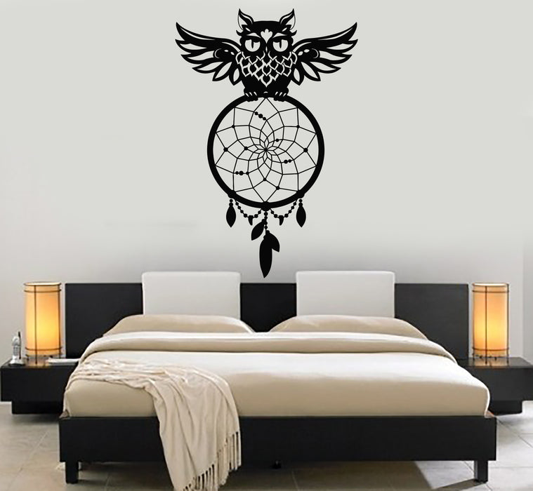 Vinyl Wall Decal Owl Night Bird Dreamcatcher Bedroom Decor Stickers Mural (g179)