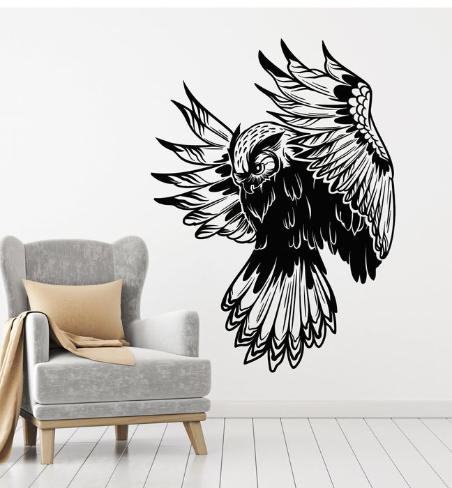 Vinyl Wall Decal Owl Night Forest Bird Flying Tribal Kids Room Stickers Mural (g2608)