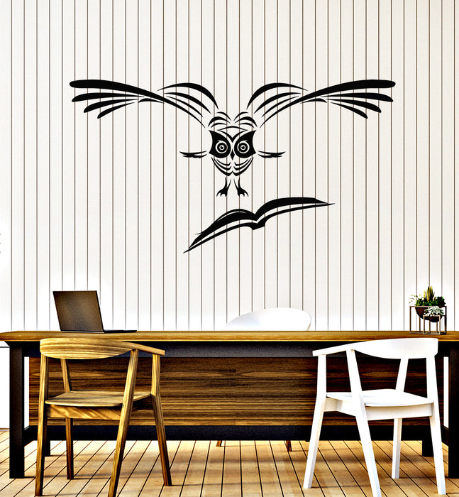 Autocollant mural en vinyle Smart Owl Flying Open Book School Library Stickers Mural (g3301)