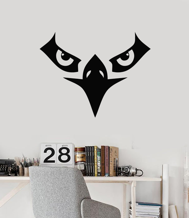 Vinyl Wall Decal Night Bird Of Prey Owl Big Eyes Face Tribal Stickers Mural (g6834)
