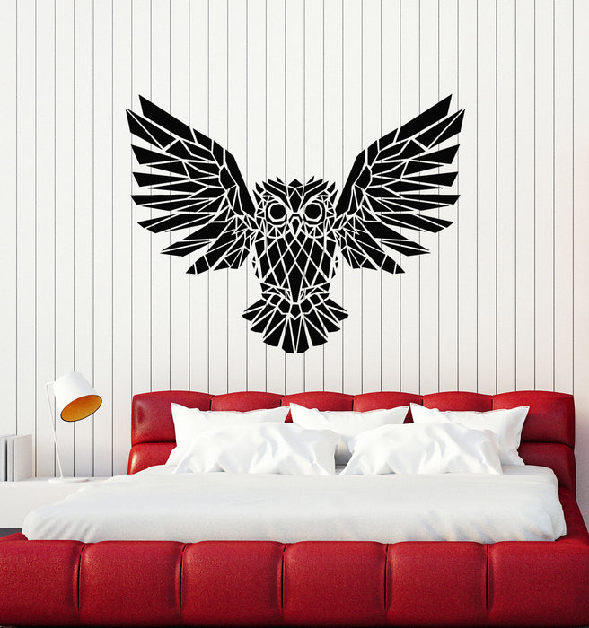 Vinyl Wall Decal Polygonal Owl Abstract Geometrical Night Bird Stickers Mural (g4800)