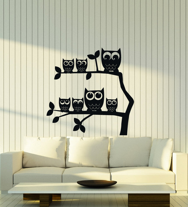Vinyl Wall Decal Owls Branches Kids Room Creative Decoration Idea Nursery Art Stickers Mural (ig5570)