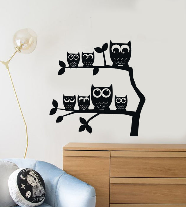 Vinyl Wall Decal Owls Branches Kids Room Creative Decoration Idea Nursery Art Stickers Mural (ig5570)