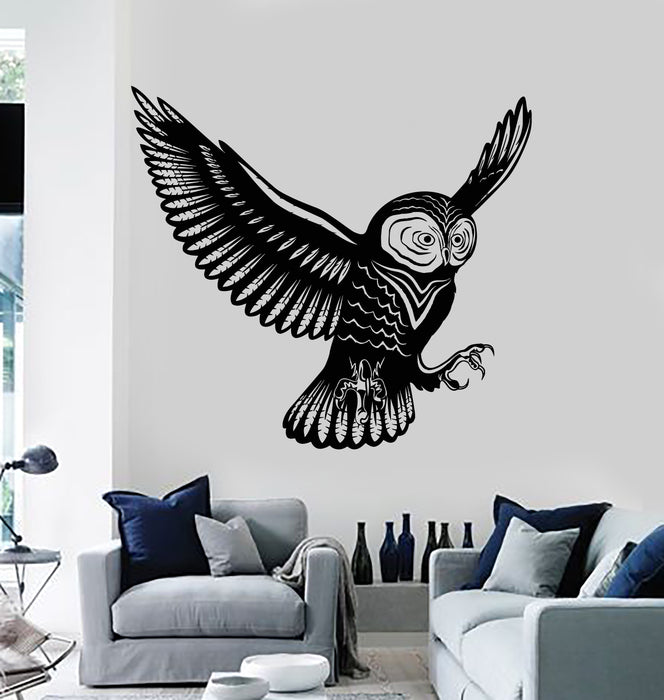 Vinyl Wall Decal Flying Bird Owl Wings Feathers Tribal Kids Room Stickers Mural (g2999)