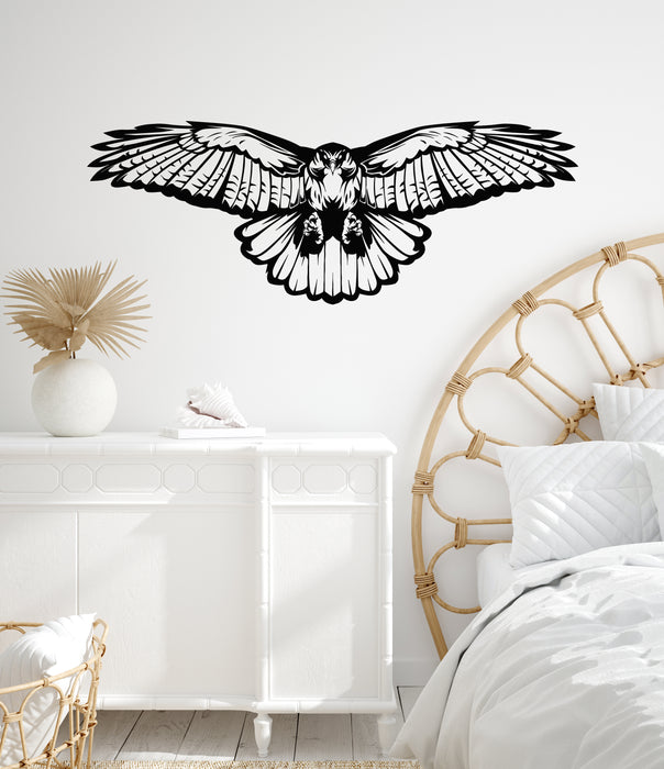 Vinyl Wall Decal Owl Hawk Flying Soaring Bird Of Prey Decor Stickers Mural (g7265)