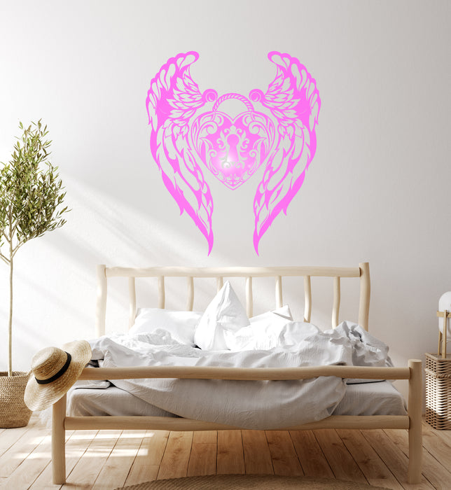 Vinyl Wall Decal Wings Heart Love Romantic Decoration Stickers Unique Gift (ig4498)