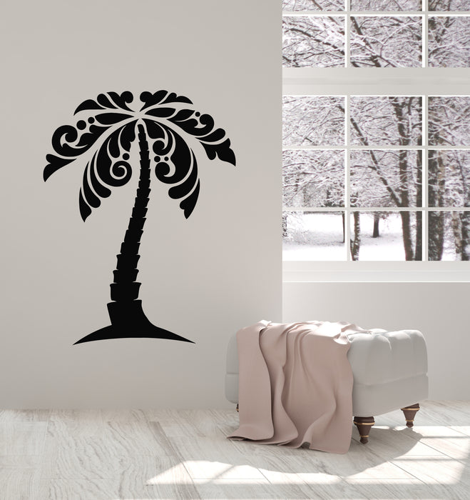 Vinyl Wall Decal Tropical Palm Tree Vacation Travel Beach Sea Stickers Mural (g2393)