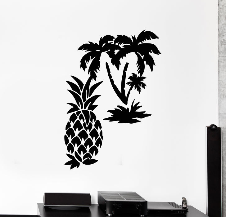 Vinyl Wall Decal Palm Tropical Beach Pineapple Fruit Stickers Mural (g396)