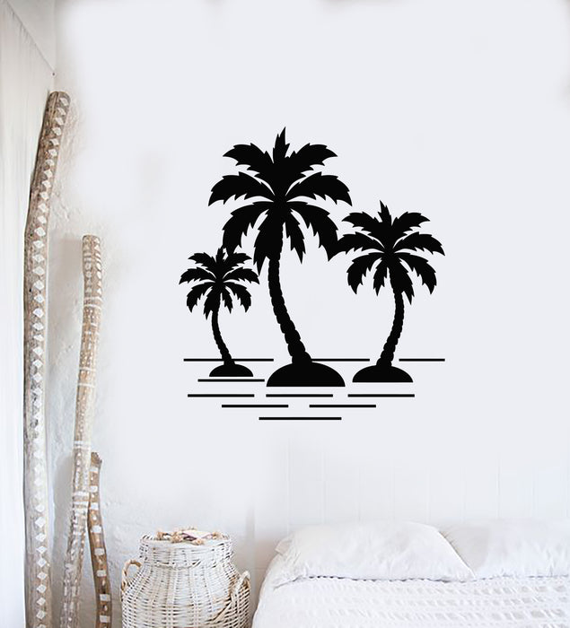 Vinyl Wall Decal Palm Sea Tropical Beach Relax Travel Decor Stickers Mural (g855)
