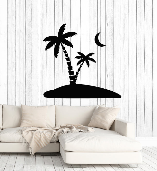 Vinyl Wall Decal Vacation Palm Tree Moon Beach Relax Travel Stickers Mural (g4505)