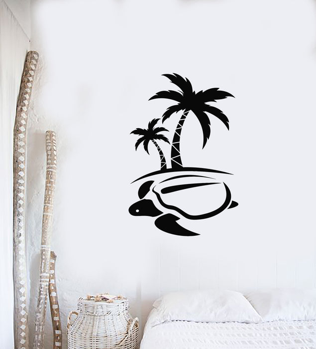 Vinyl Wall Decal Vacation Palm Beach Relax Travel Turtle Stickers Mural (g4594)