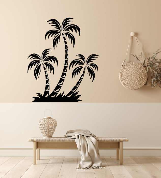 Vinyl Wall Decal Sea Sun Palm Tree Beach Vacation Travel Stickers Mural (g4714)