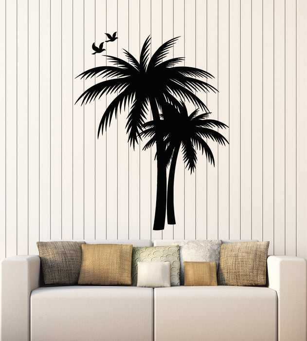 Vinyl Wall Decal Palm Tree Beach Sea Travel Vacation Birds Stickers Mural (g5348)