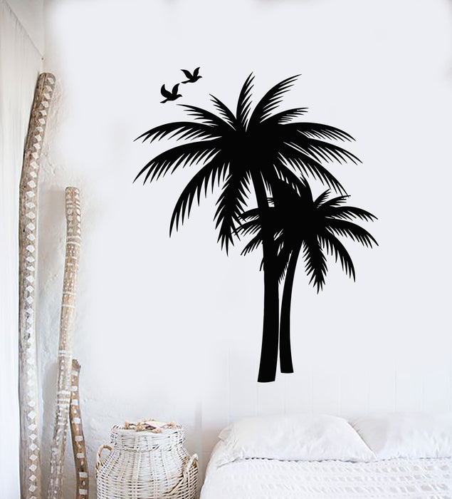 Vinyl Wall Decal Palm Tree Beach Sea Travel Vacation Birds Stickers Mural (g5348)