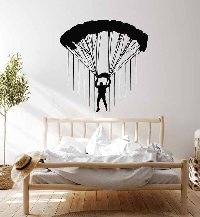 Autocollant mural en vinyle Silhouettes de parachutistes Parachutisme Sports extrêmes Autocollants muraux (g7609)