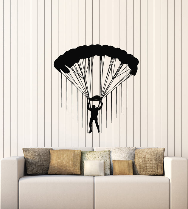 Autocollant mural en vinyle Silhouettes de parachutistes Parachutisme Sports extrêmes Autocollants muraux (g7609)